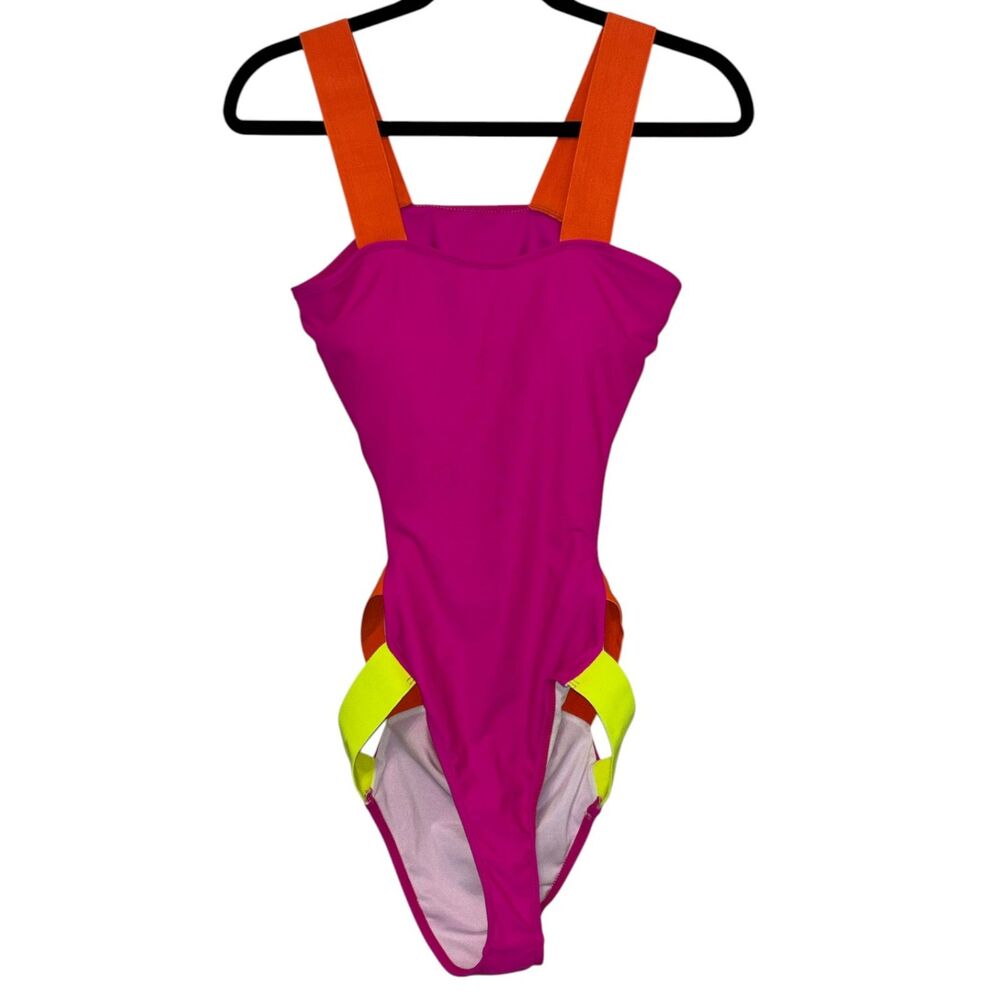 Women's Color Block Cutout One Piece Swimsuit Medium
